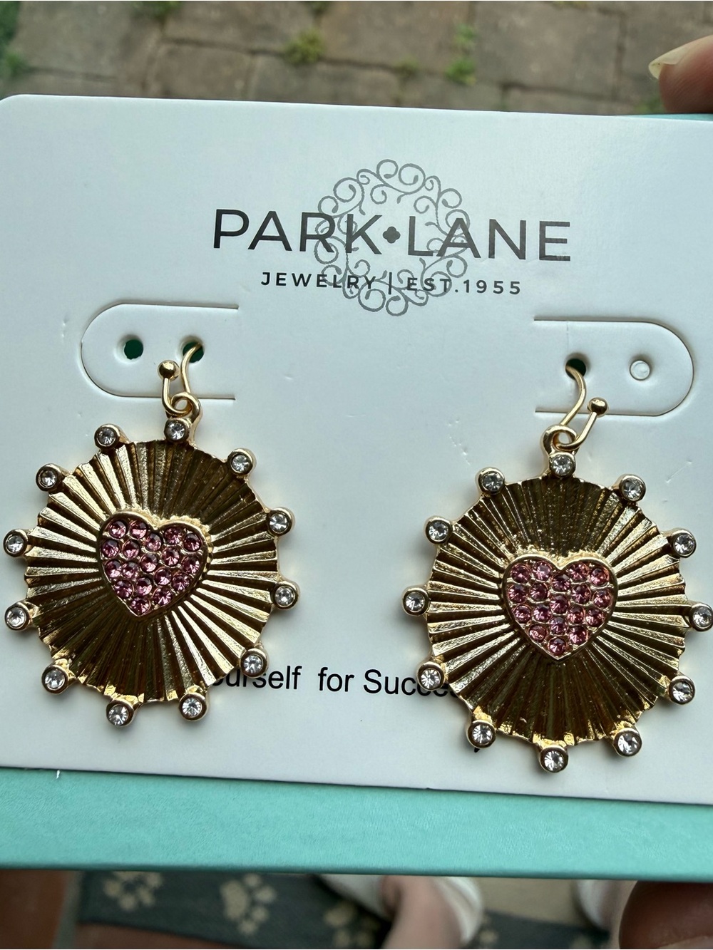Park Lane Sparkle Box heart Earrings with Pink Crystals